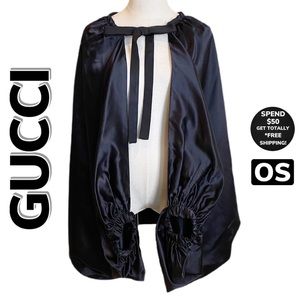 GUCCI Runway Silk Bat Sleeves Cape OS